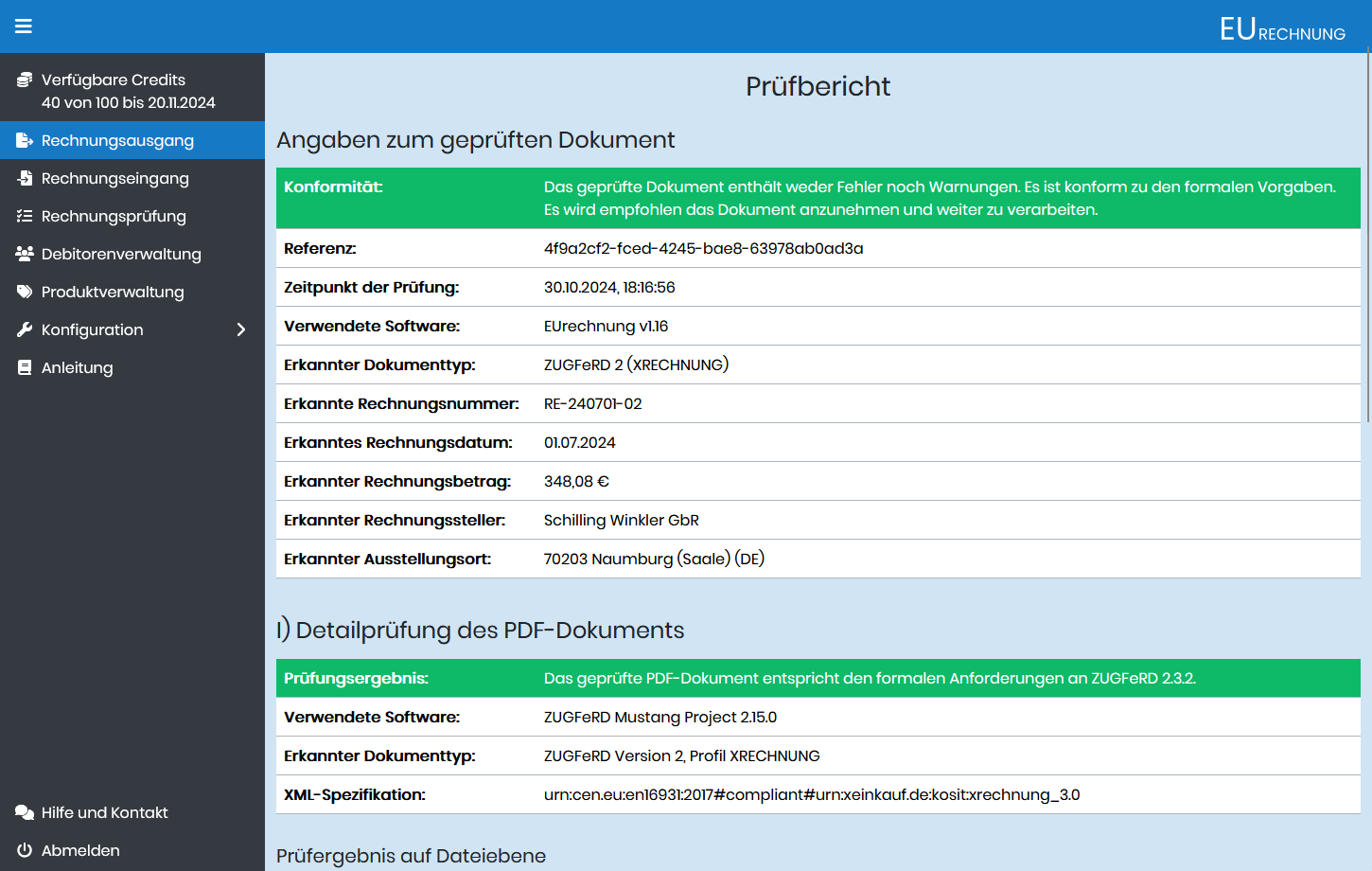 Konformitätsprüfung einer E-Rechnung